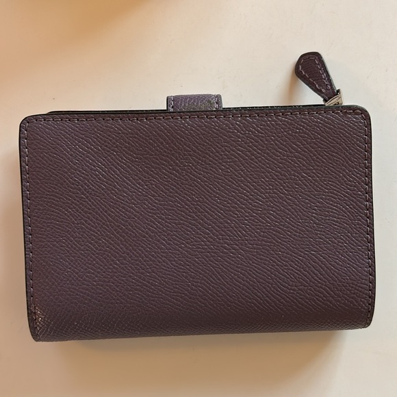 COACH Purple Leather Medium Bifold Wallet Corner Zip Coach Purple Wallet - Picture 10 of 16
